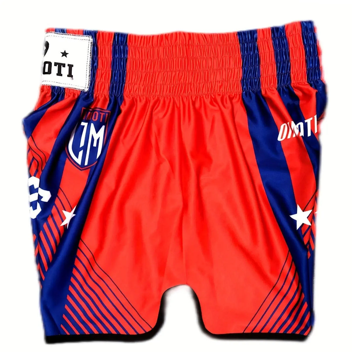 Short muay thai OIMOTI Naga Fang-Rouge/Bleu Nakmuay