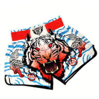 Short muay thai OIMOTI Sayan-Blanc/Bleu Nakmuay