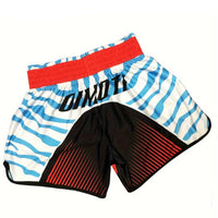 Short muay thai OIMOTI Sayan-Blanc/Bleu Nakmuay